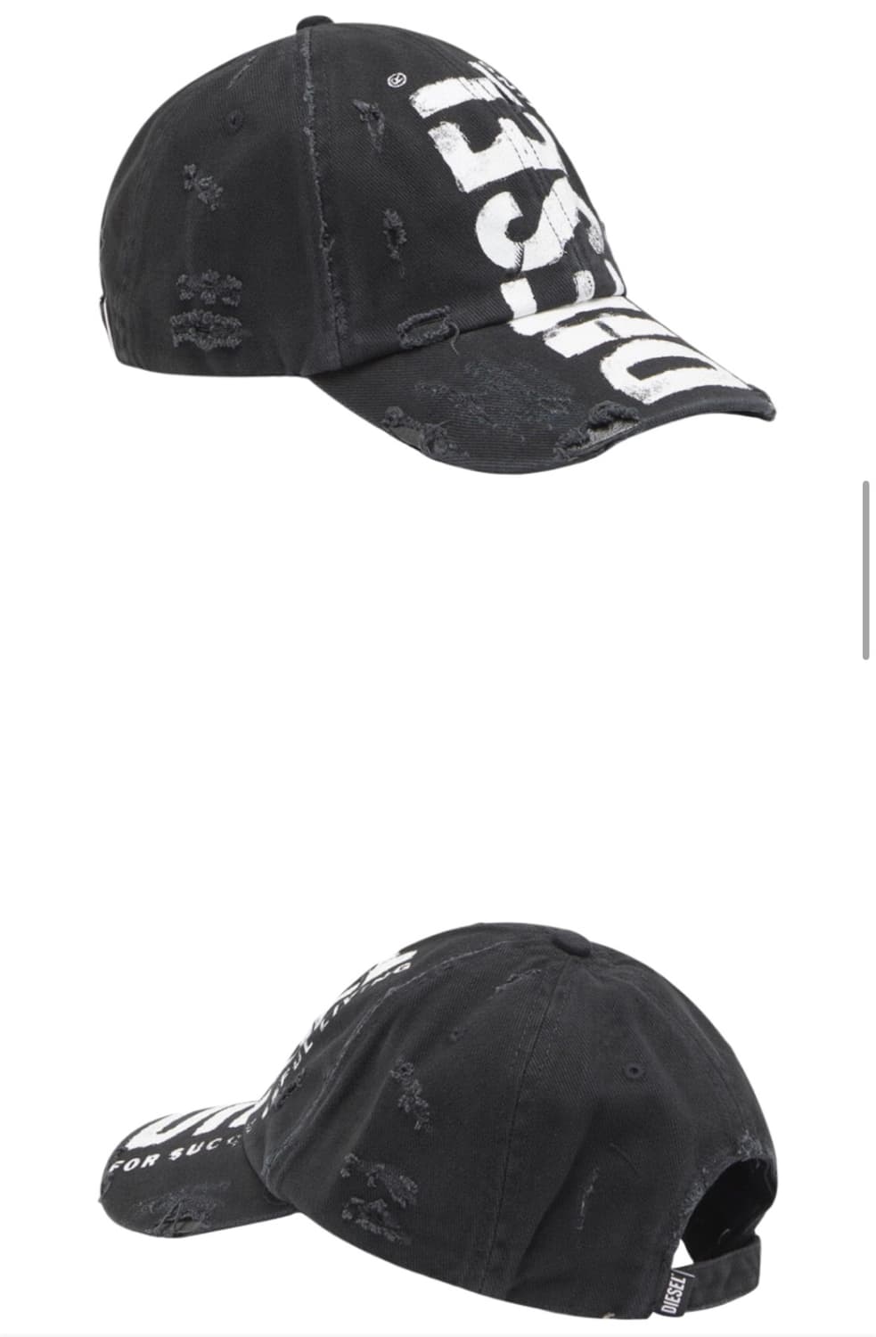 디젤 모자 C-이완 베이스볼 캡 디젤 레터링 블랙 상품이미지2