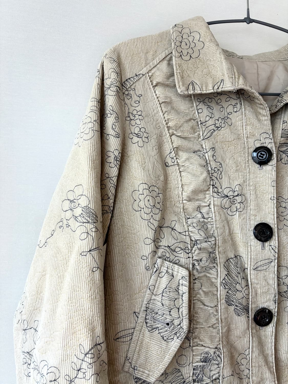 일본진티지 옐로우 플라워 자켓 판매합니다 상품이미지3