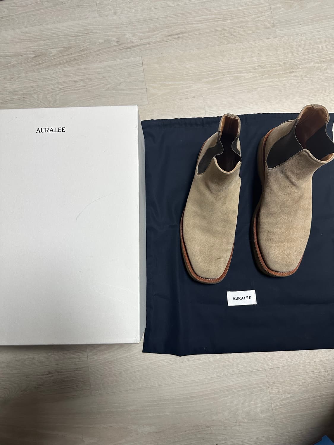 AURALEE 오라리 첼시 스웨이드 스퀘어토 부츠 상품이미지1