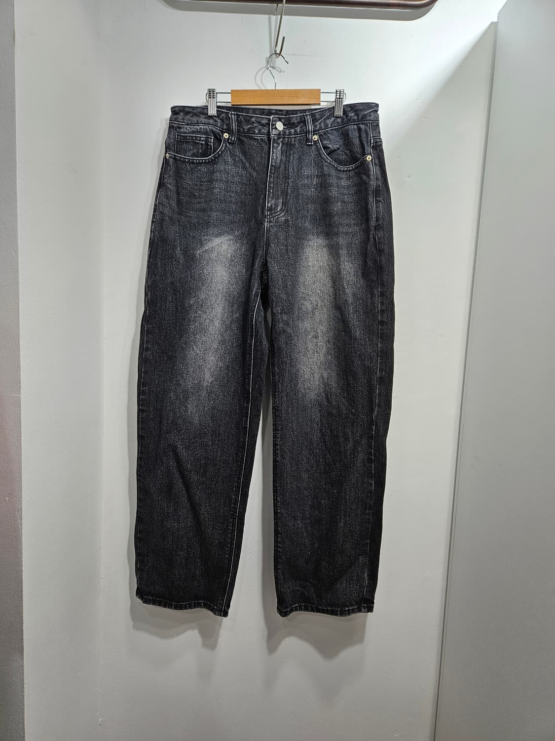 토피(TOFFEE) 흑청 와이드 데님팬츠 L 상품이미지1