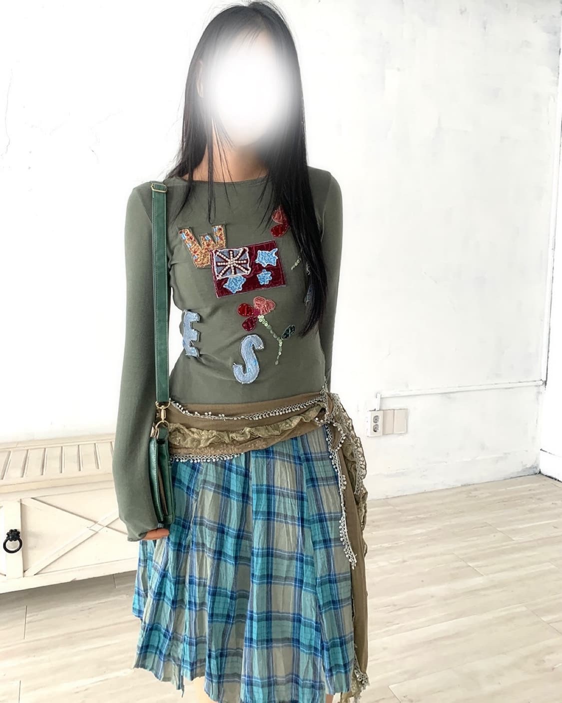 Y2K Kitsch Patchwork Long Sleeve 상품이미지3