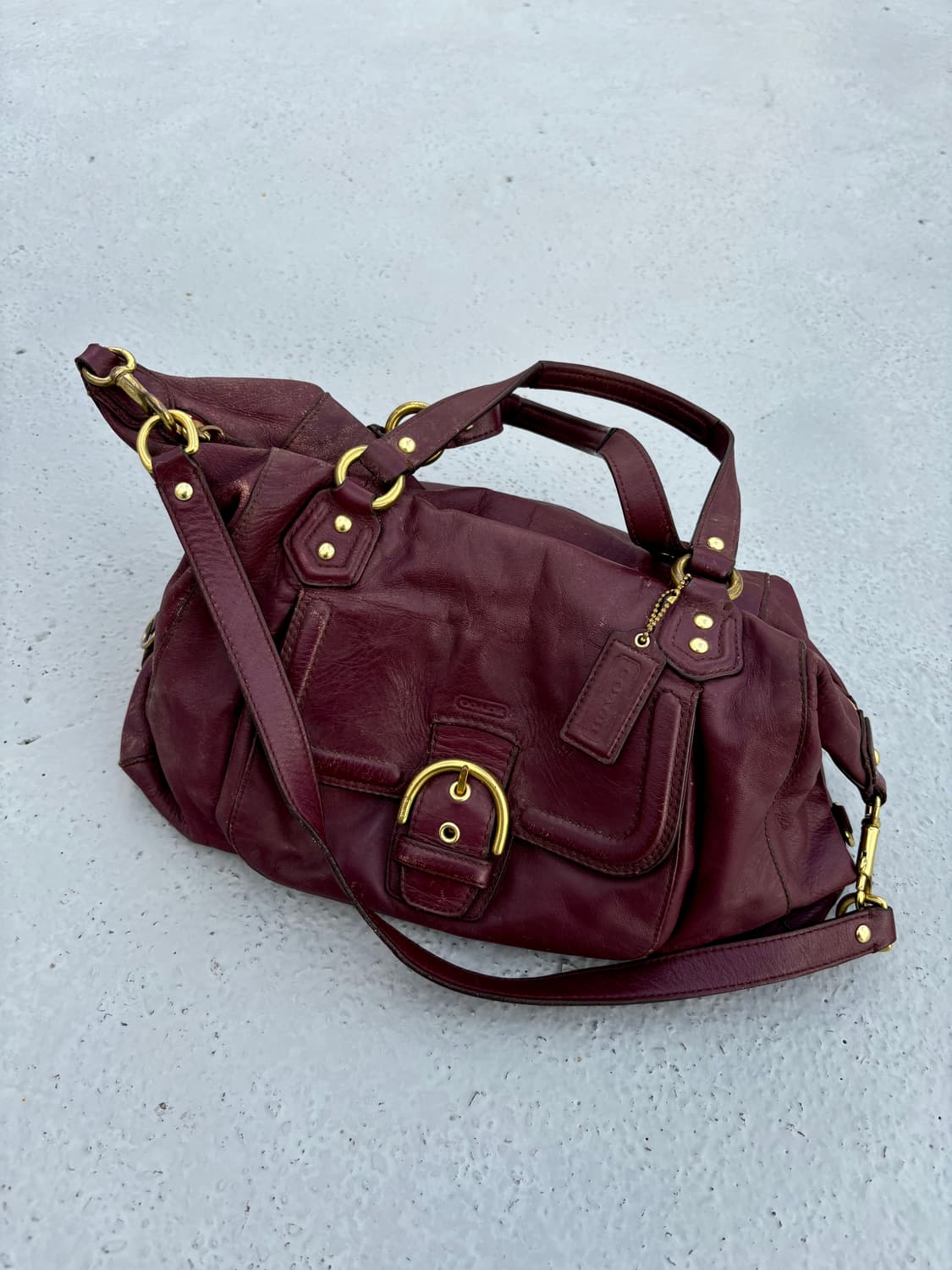 “Coach”00’s Burgundy Buckle Leather Bag 상품이미지2