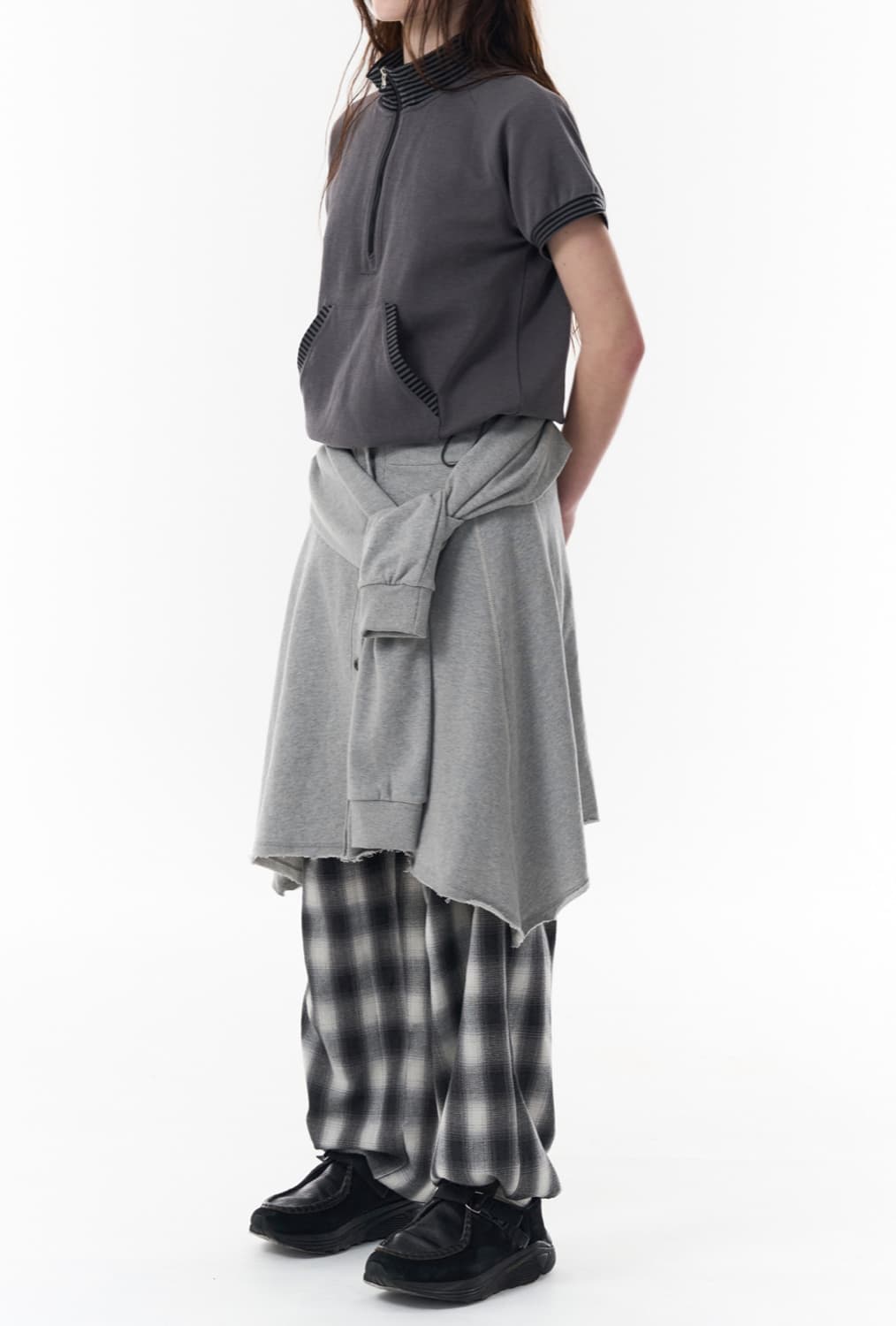 COTTON TIED SKIRT_GRAY 2 상품이미지1