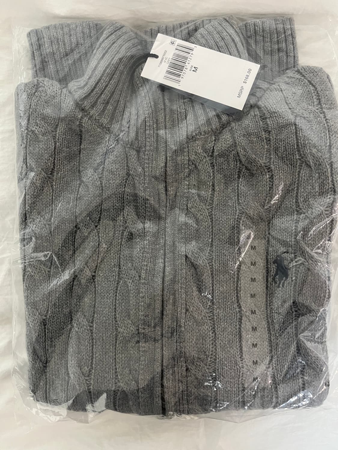 폴로 꽈배기 니트 풀집업 그레이 M 상품이미지2