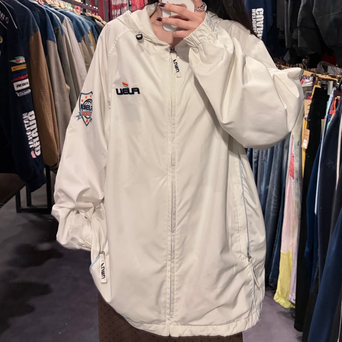 [IM] FUBU 후부 로고 후드 바람막이 화이트 상품이미지1