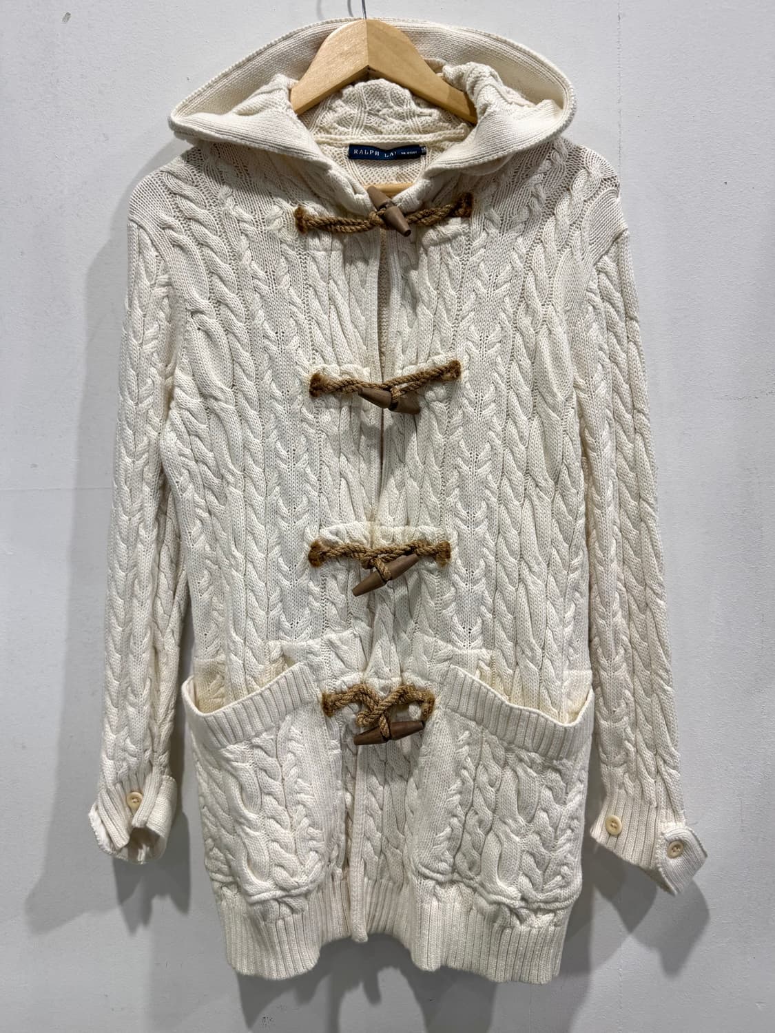 랄프로렌 아이보리 케이블 니트 후드 가디건 상품이미지1