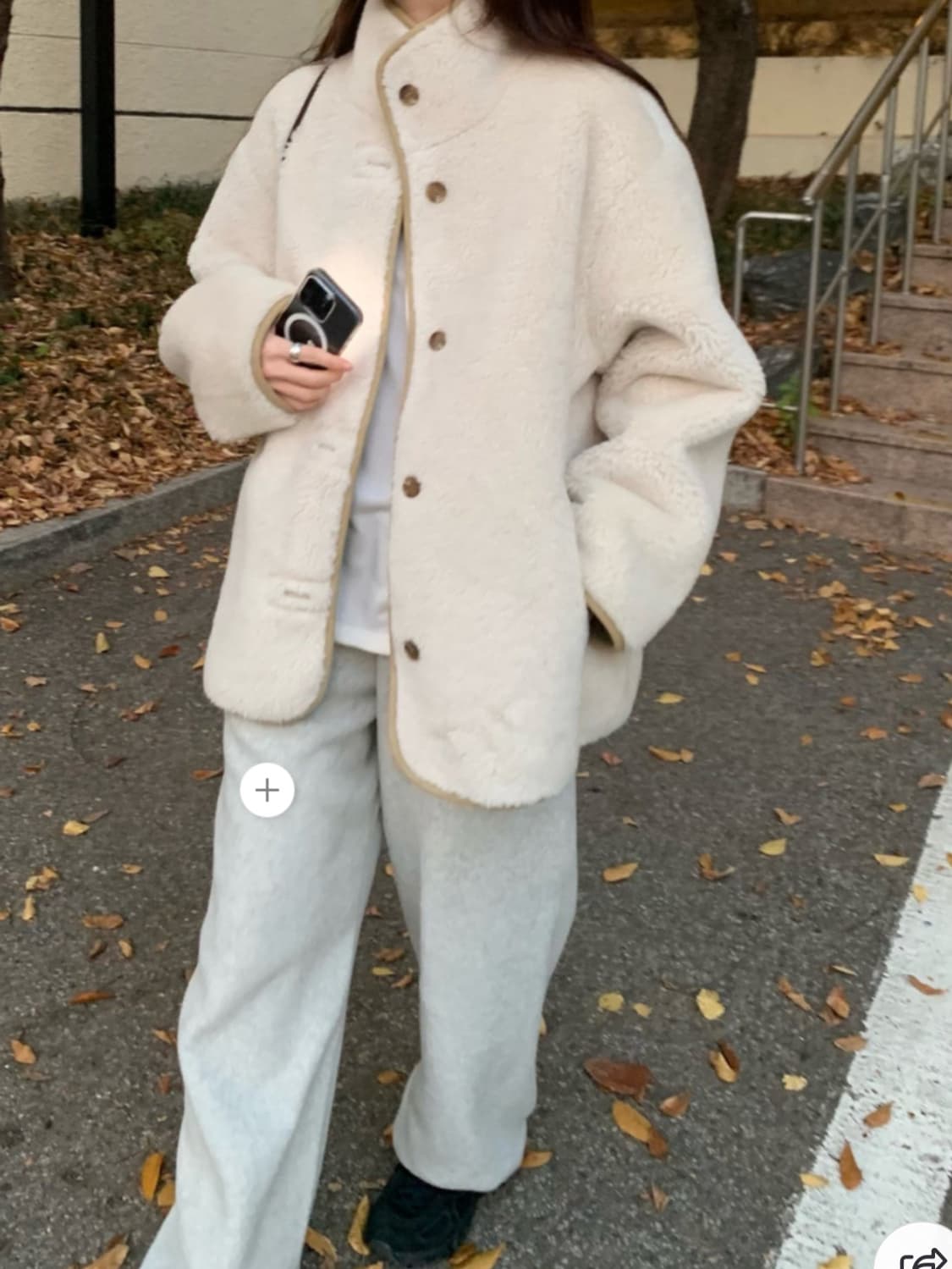 플라넬 시어링 무스탕 리버시블 양면 뽀글이 퍼 가죽자켓 밍크 리본빛 상품이미지8