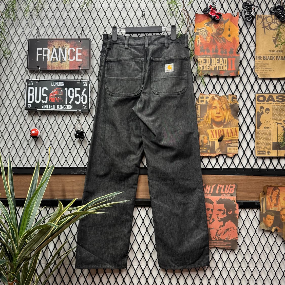 칼하트 심플 워크 데님 팬츠 스트레이트 핏 흑청 상품이미지1