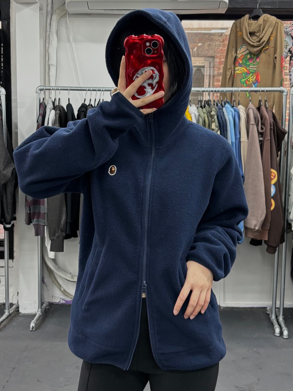 베이프 원포인트 플리스 후드자켓 상품이미지2