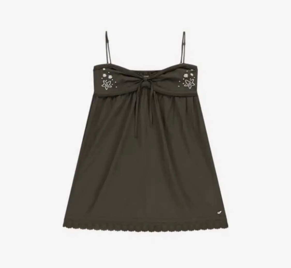 코이세이오 솔라 스티치 미니 드레스 브라운 슬리브리스 나시 원피스 상품이미지1