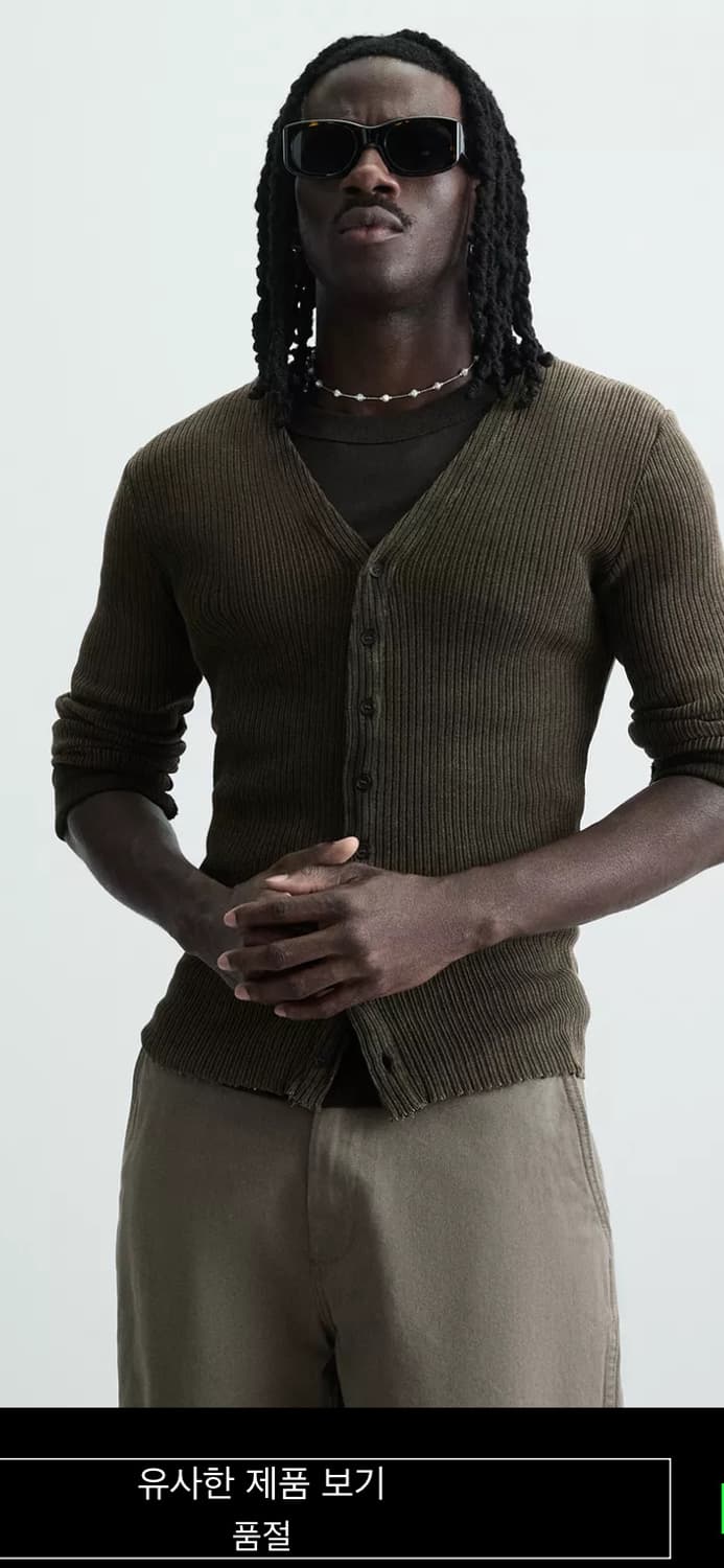 자라 워싱 골지 머슬핏 가디건(카키) 상품이미지2