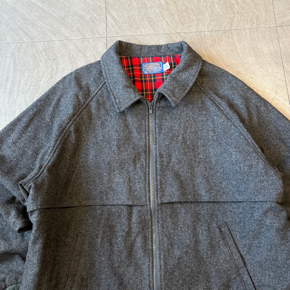 90s 90년대 미국 생산 펜들턴 그레이 울 블루종 자켓 상품이미지3