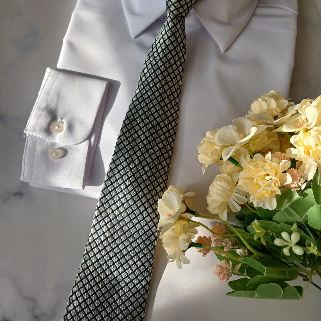 메트로시티 실크 블랙 기하 패턴 넥타이 8.4cm A+등급 A19654 상품이미지7