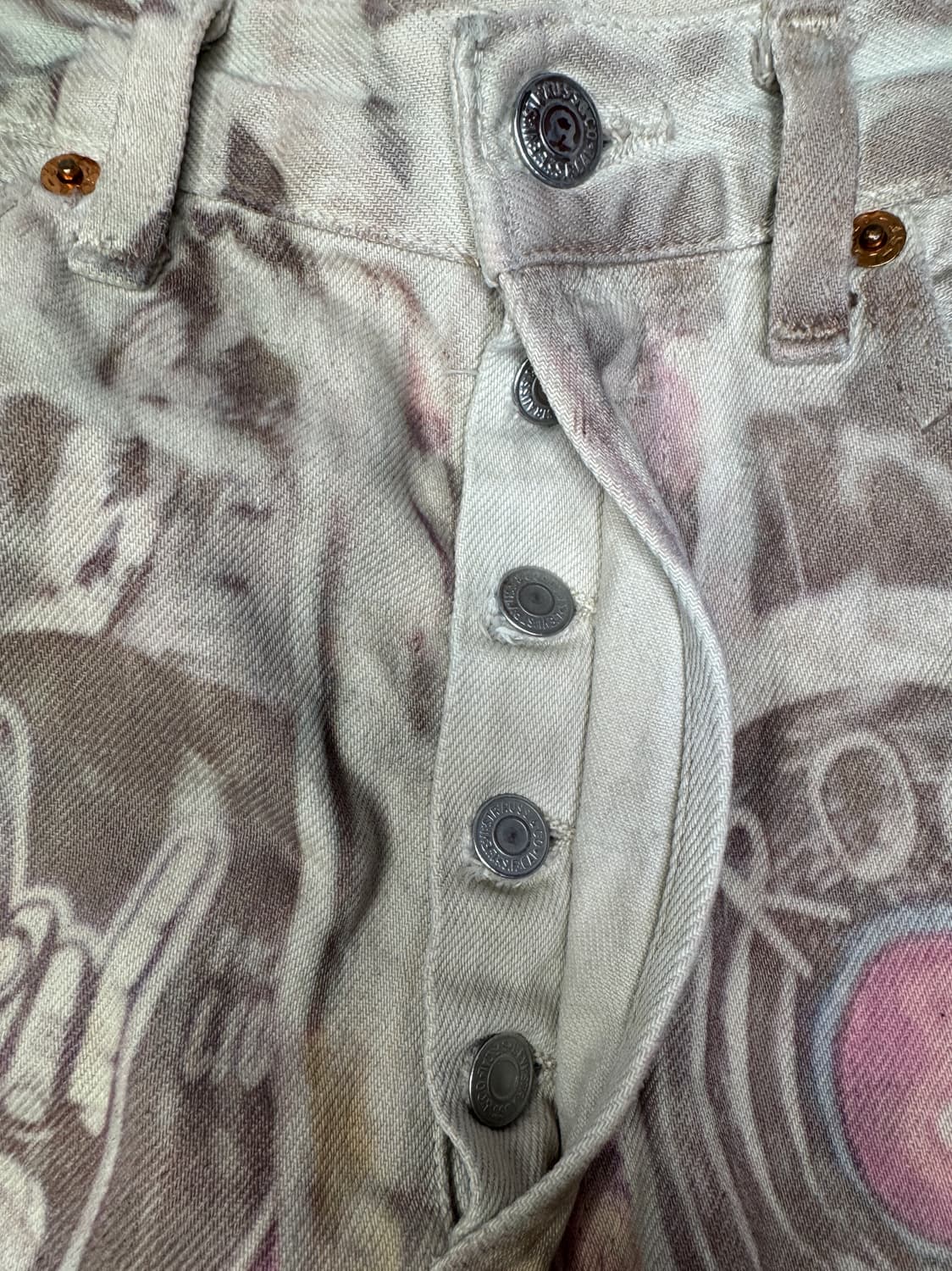 빈티지 90s 리바이스 501 락밴드 프린팅 커스텀 팬츠 31/34 상품이미지2