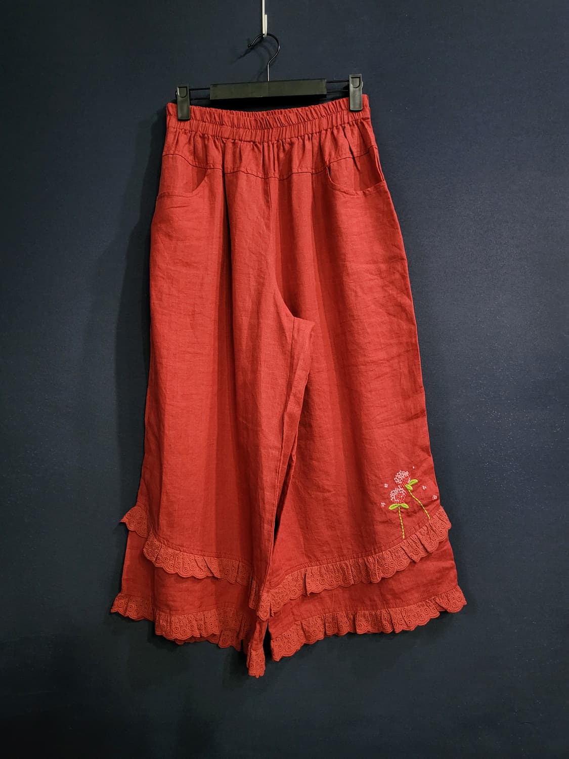 린넨 레이스 자수 와이드팬츠 상품이미지1