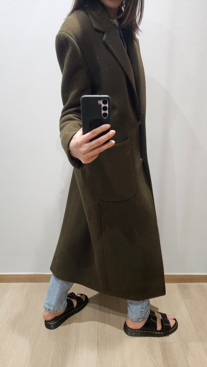 이태리 원단 캐시미어 혼방 롱코트. 카키브라운 (55) 상품이미지1