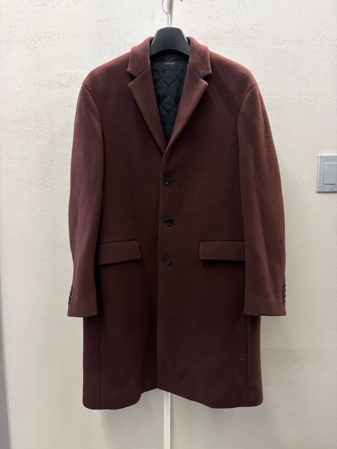 질스튜어트뉴욕 맨 버건디 누빔 울혼방 롱코트 L 상품이미지2