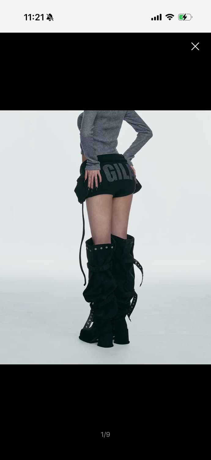 길라아카이브 볼드 로고 니트 숏팬츠 블랙 상품이미지1