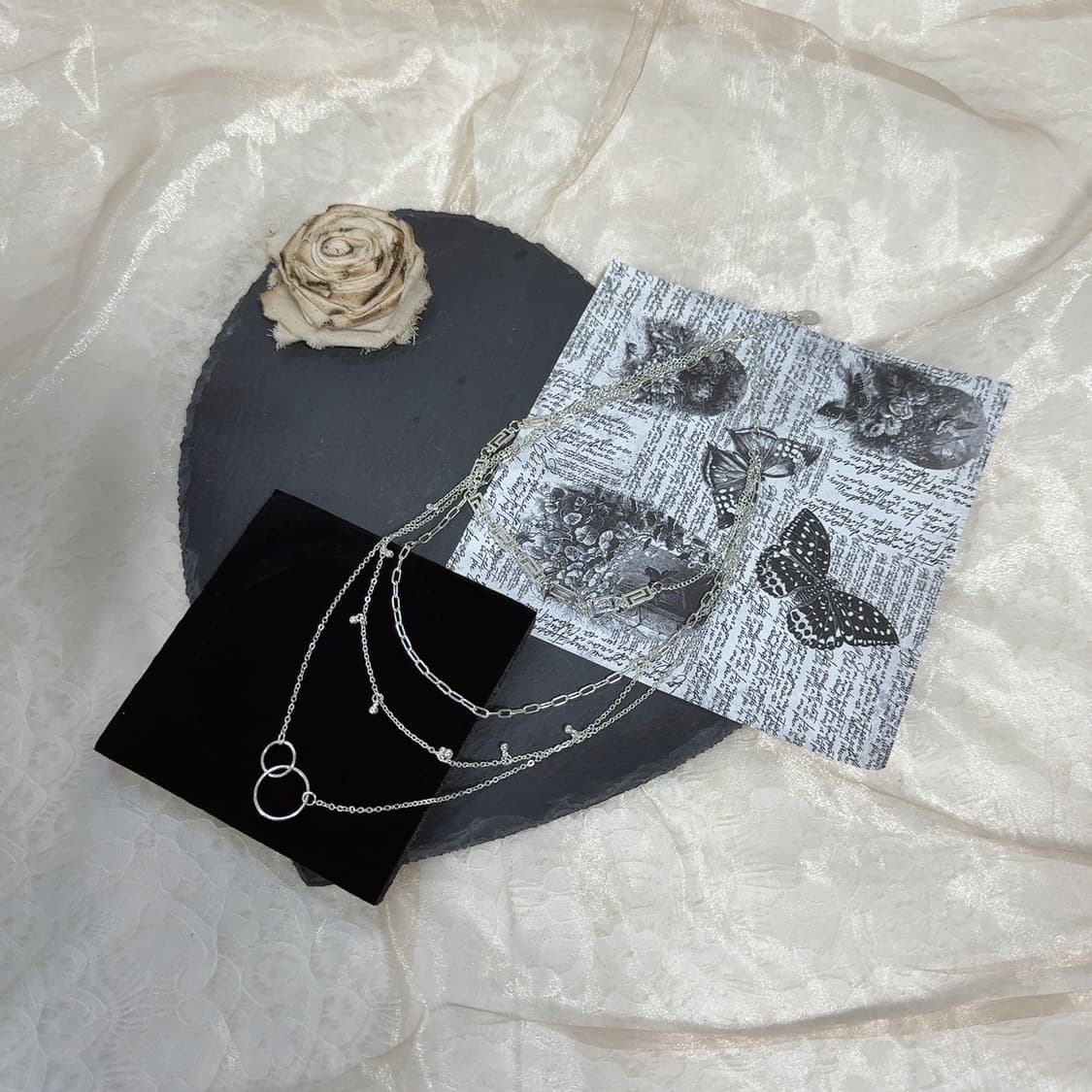 빈티지 ICNG 마테 메탈 레이어드 목걸이 상품이미지2