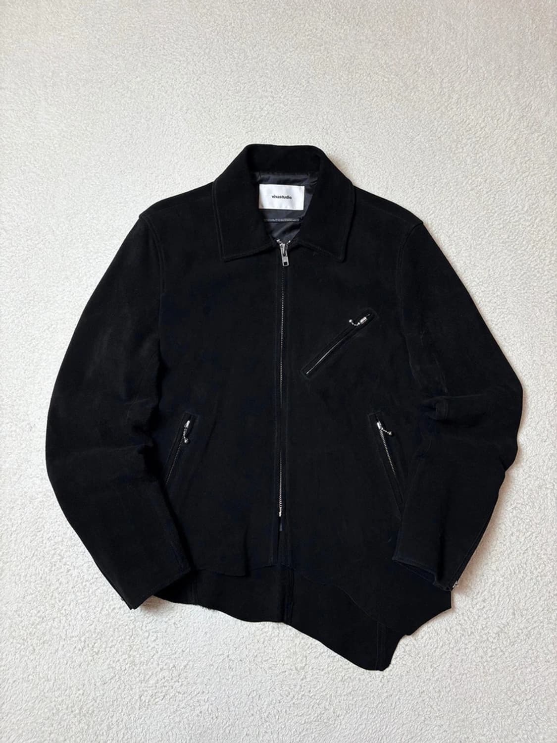 비바스튜디오 시그니처 스웨이드 언발 가죽 자켓 PN6540    상품이미지1