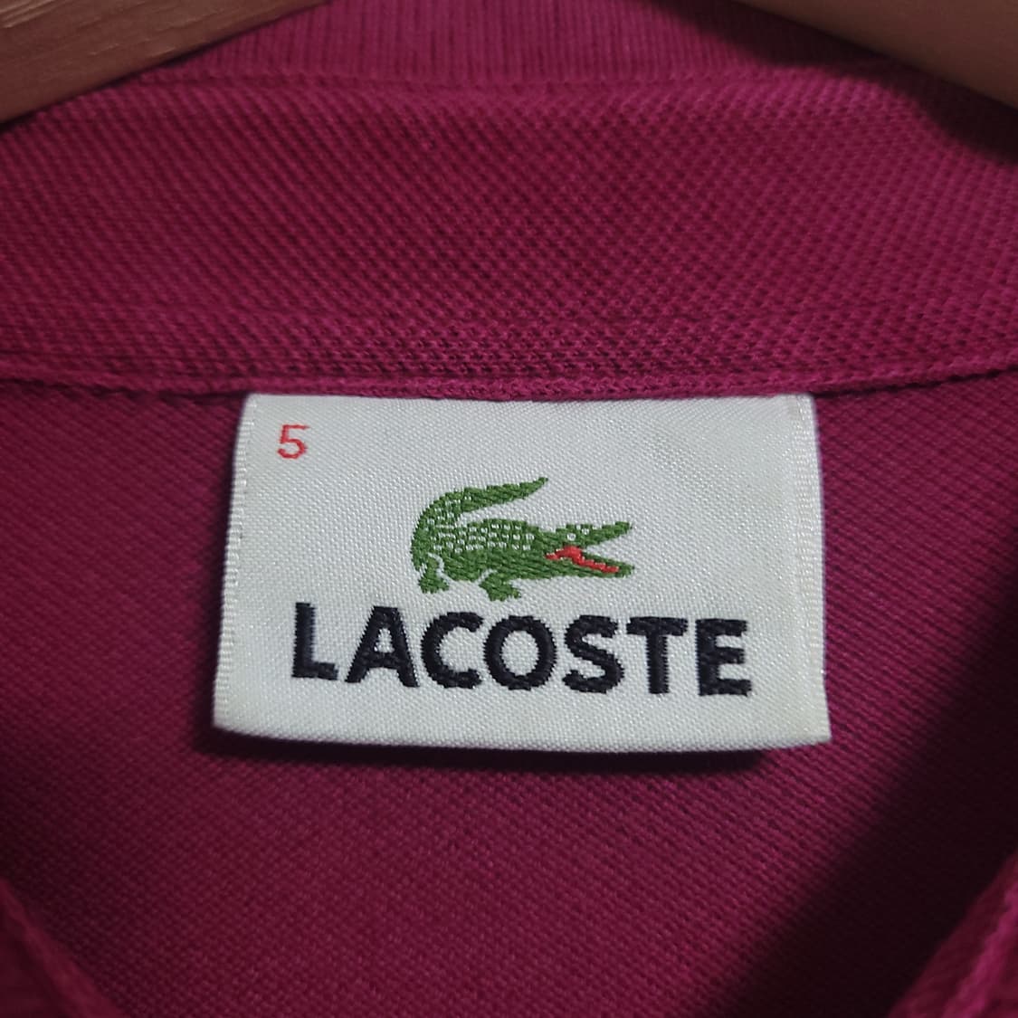 (5) LACOSTE 라코스테 긴팔 카라 티셔츠 와인색 상품이미지3