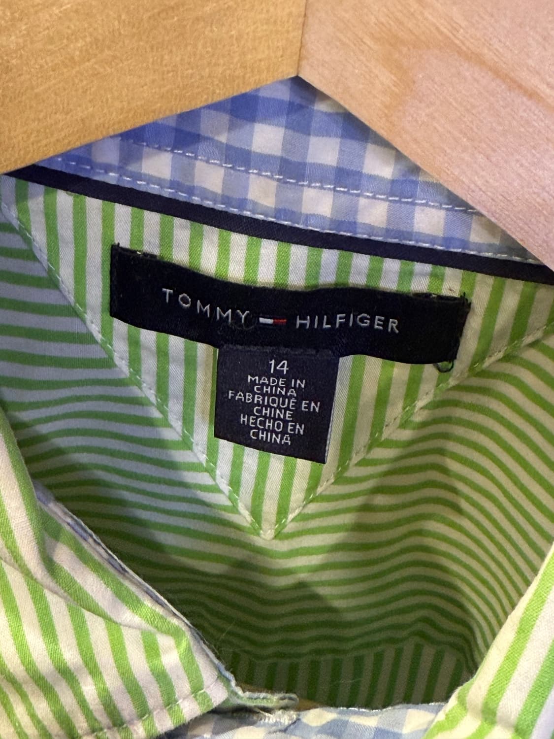 타미힐피거 그린 스트라이프 셔츠 상품이미지2