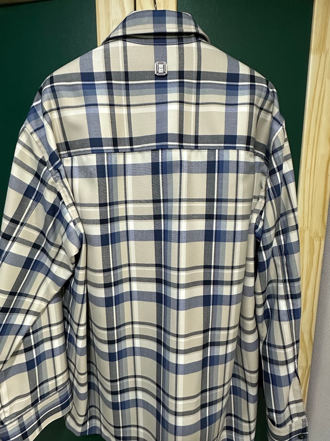 46 솔리드옴므 베이지블루 체크 셔츠 자켓 상품이미지2