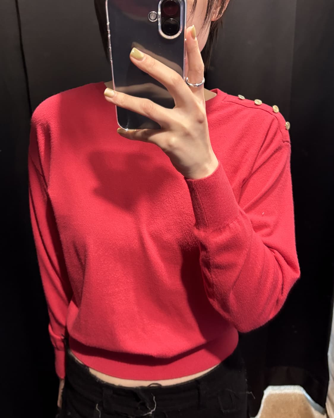 Pink Red Gold Button Knit Sweater 상품이미지6