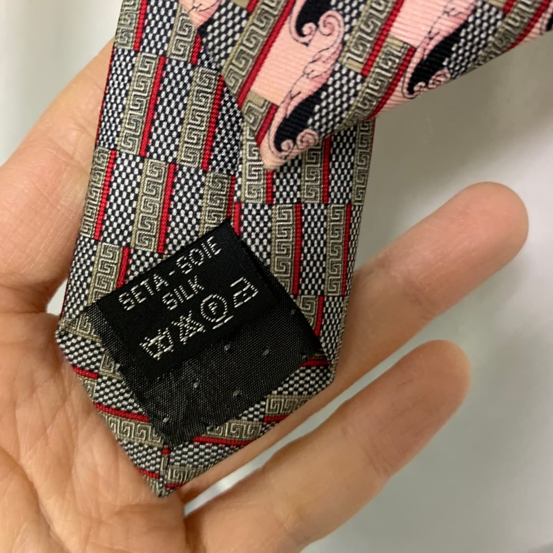 베르사체 메두사 빈티지 패턴 실크 넥타이 핑크 그레이 상품이미지7