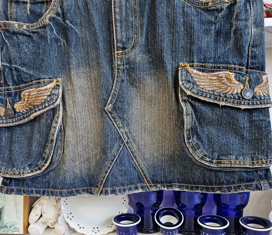 빈티지 워싱 데님 카고 스커트 상품이미지4