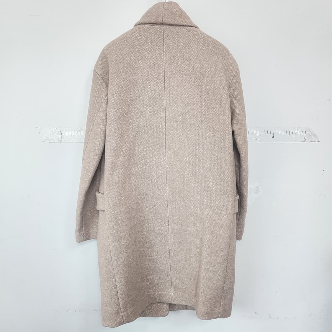 Satin 베이지색 모직 코트 상품이미지9