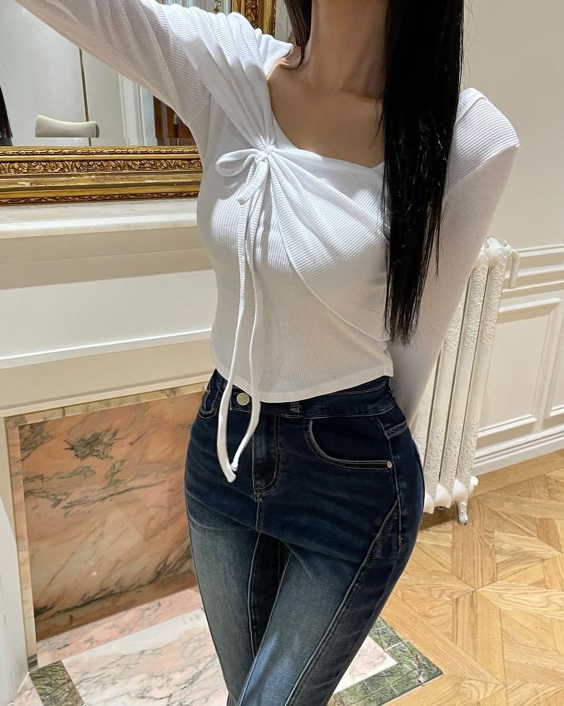 새상품 리본 긴팔티 발레코어 상품이미지1