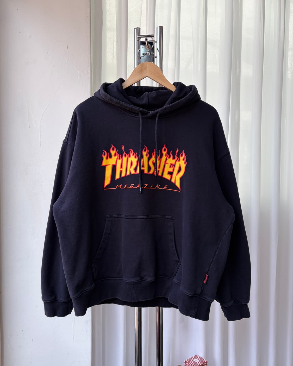 [L]트레셔 Thrasher 플레임 불꽃 로고 후드티 상품이미지3
