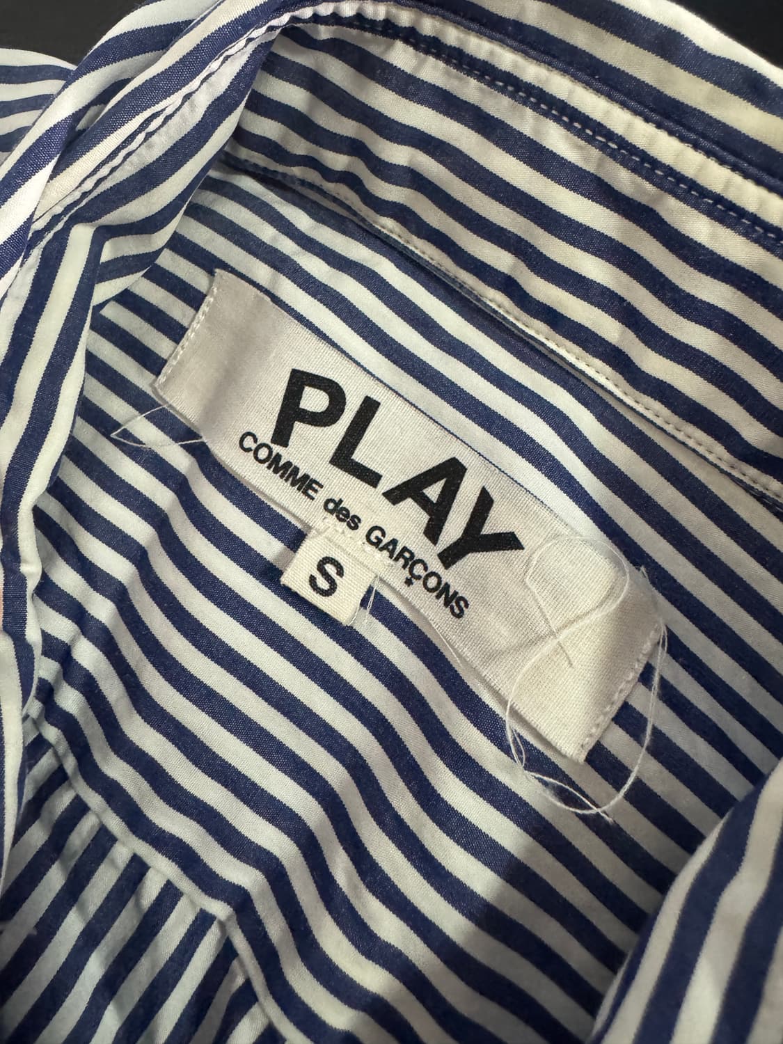 정품!! 여성 꼼데가르송 블랙와팬 스트라이프 셔츠 xs ~ s 상품이미지3