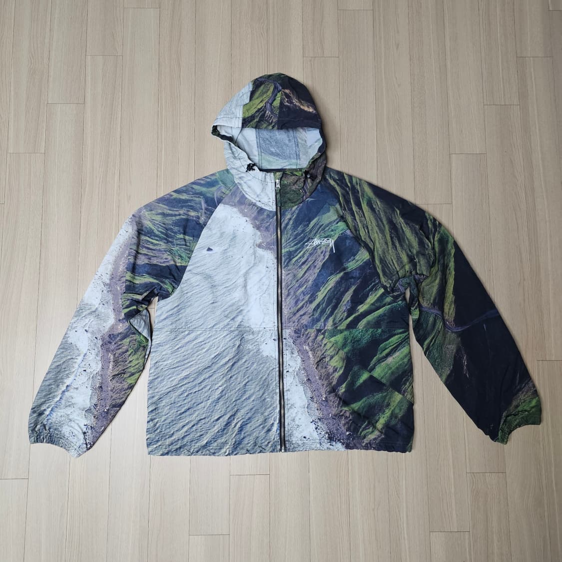 XL 2회착 스투시 코스트라인 비치 쉘 바람막이 자켓 멀티 105 110 상품이미지1