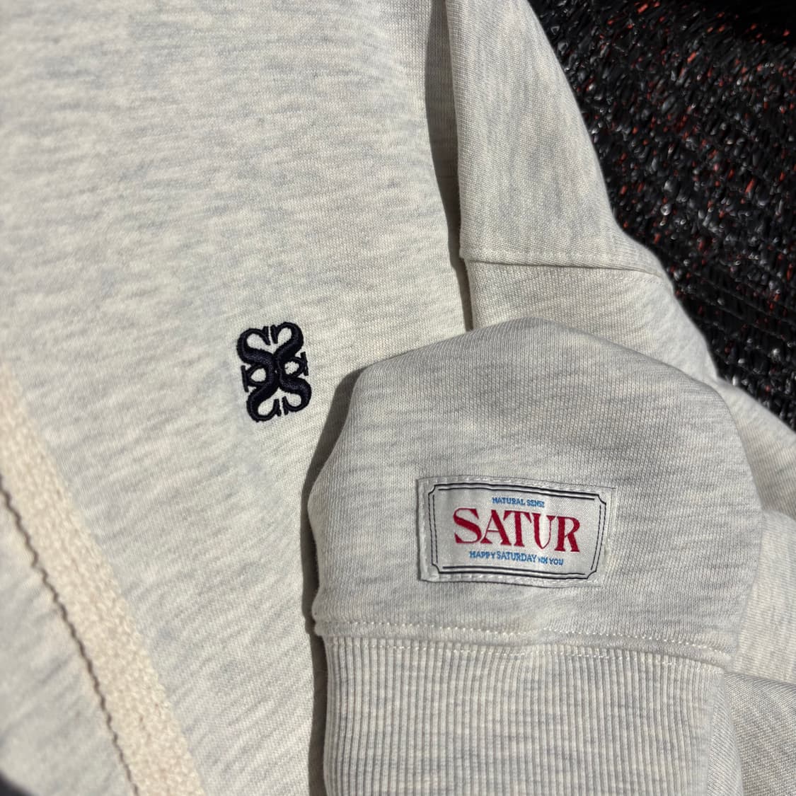 SATUR 세터 스몰로고 리벳 오트밀 후드 상품이미지7