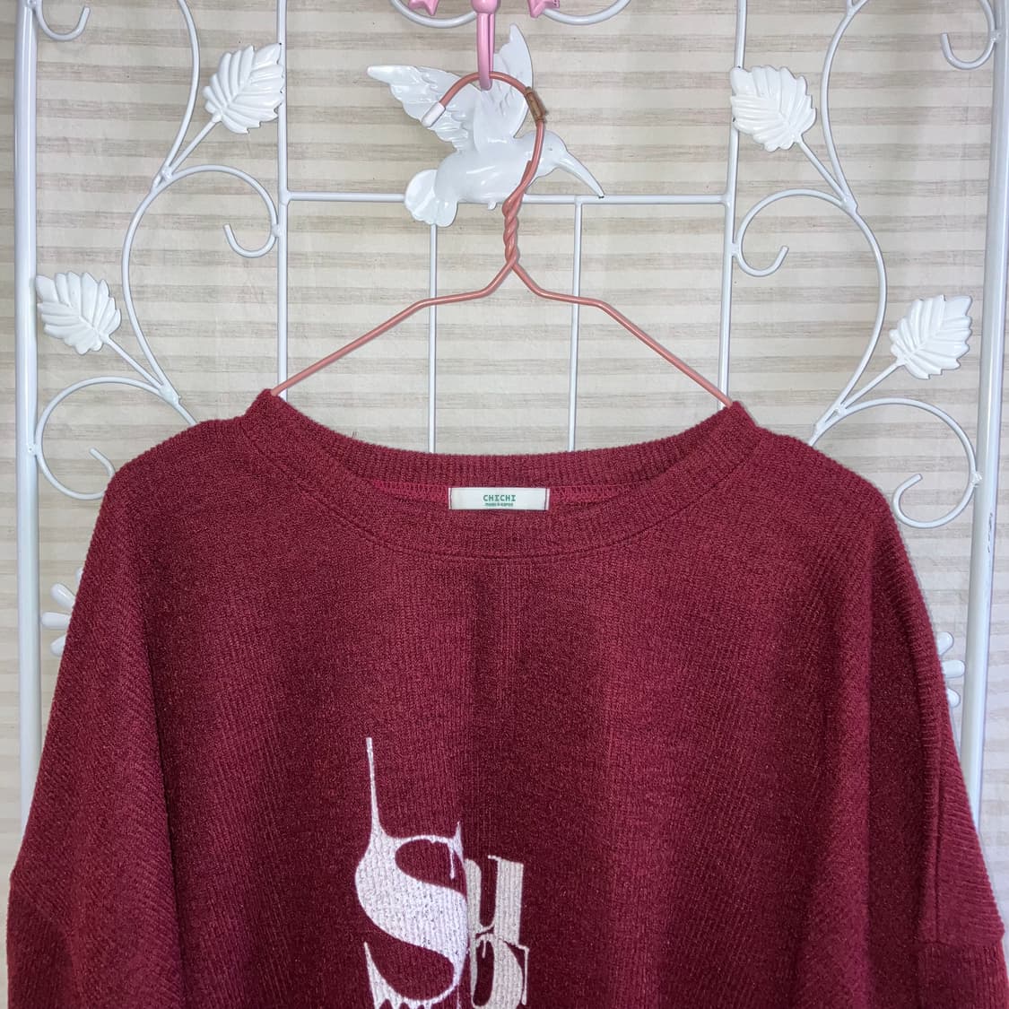 빈티지 레드와인 니트 y2k 스트릿 갸루 펑키467 상품이미지3