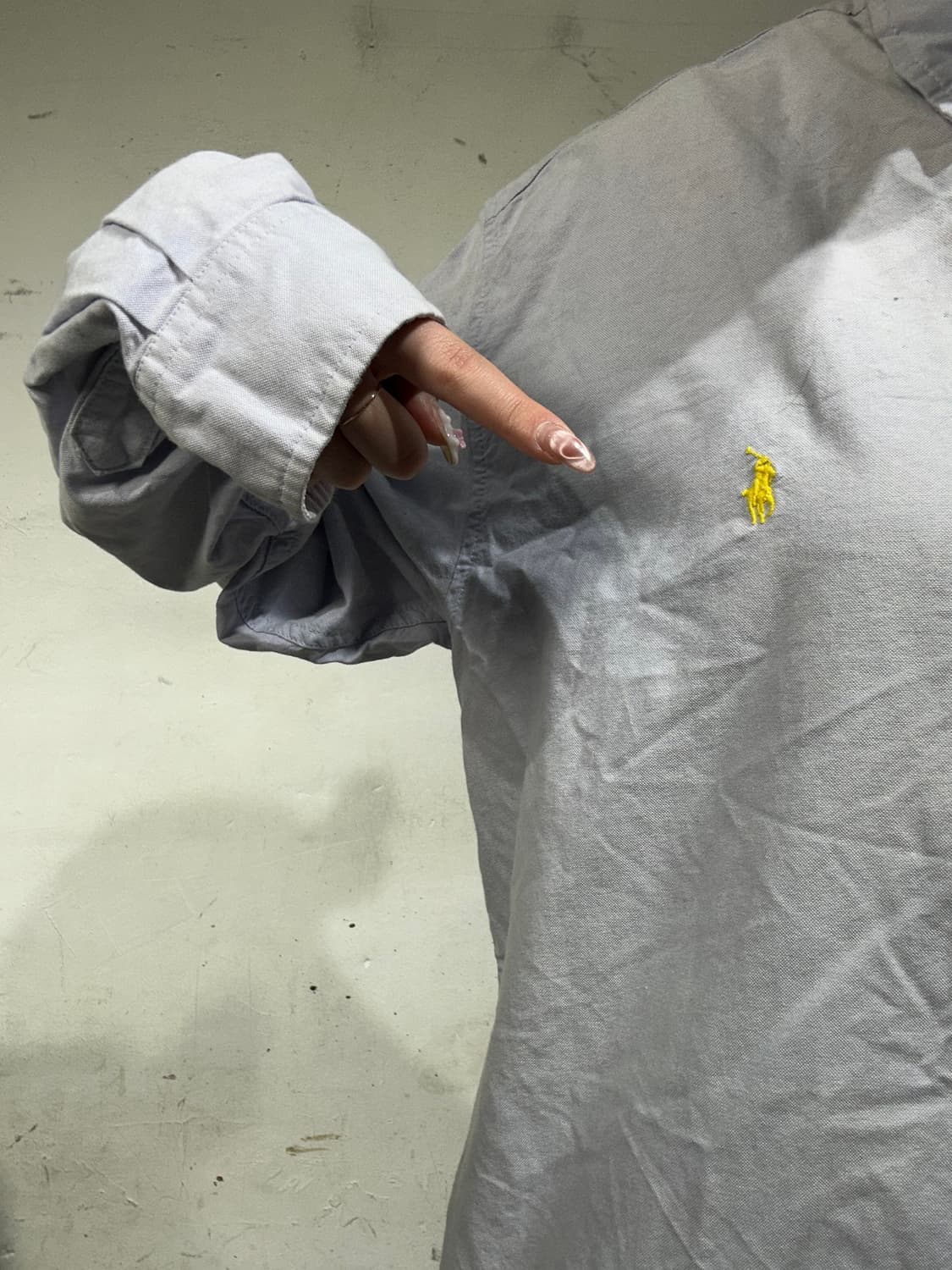 폴로 랄프 로렌 스카이 블루 퍼플 오버핏 셔츠 XL 상품이미지4