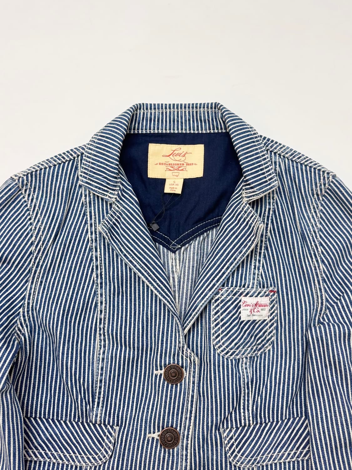 Levis 리바이스 스트라이프 크롭 데님 워크 자켓 상품이미지3