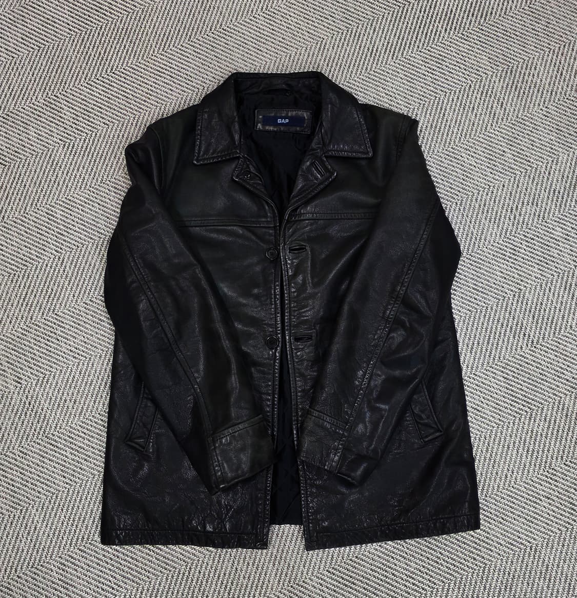 올드 갭 레더 빈티지 카 코트 블랙 M사이즈 상품이미지1