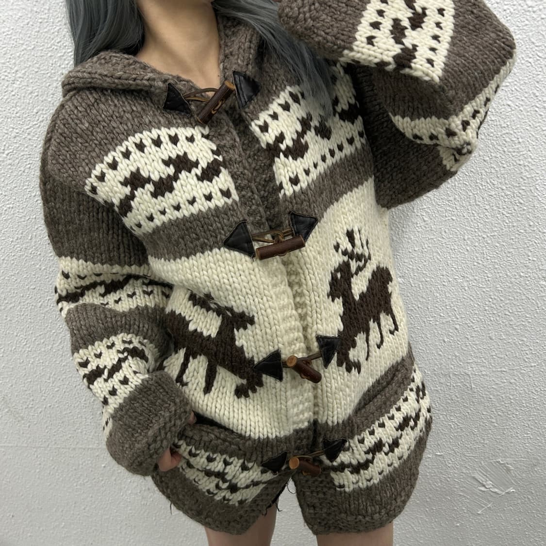 90s 캐나다산 빈티지 떡볶이 리얼 후디 코위찬 상품이미지2