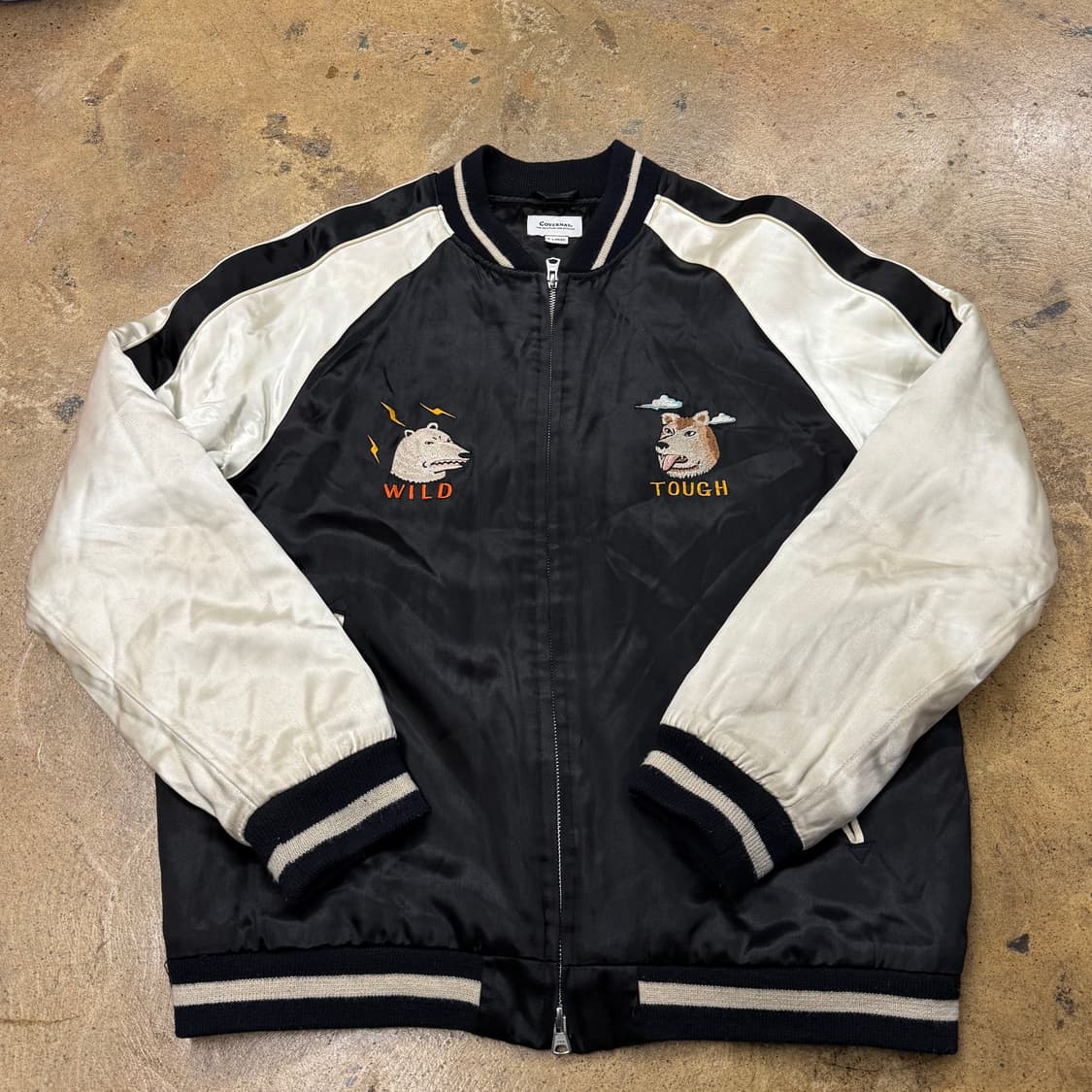 [정품/XL] 커버낫 블랙 화이트 자수 봄버 자켓 b19 상품이미지2