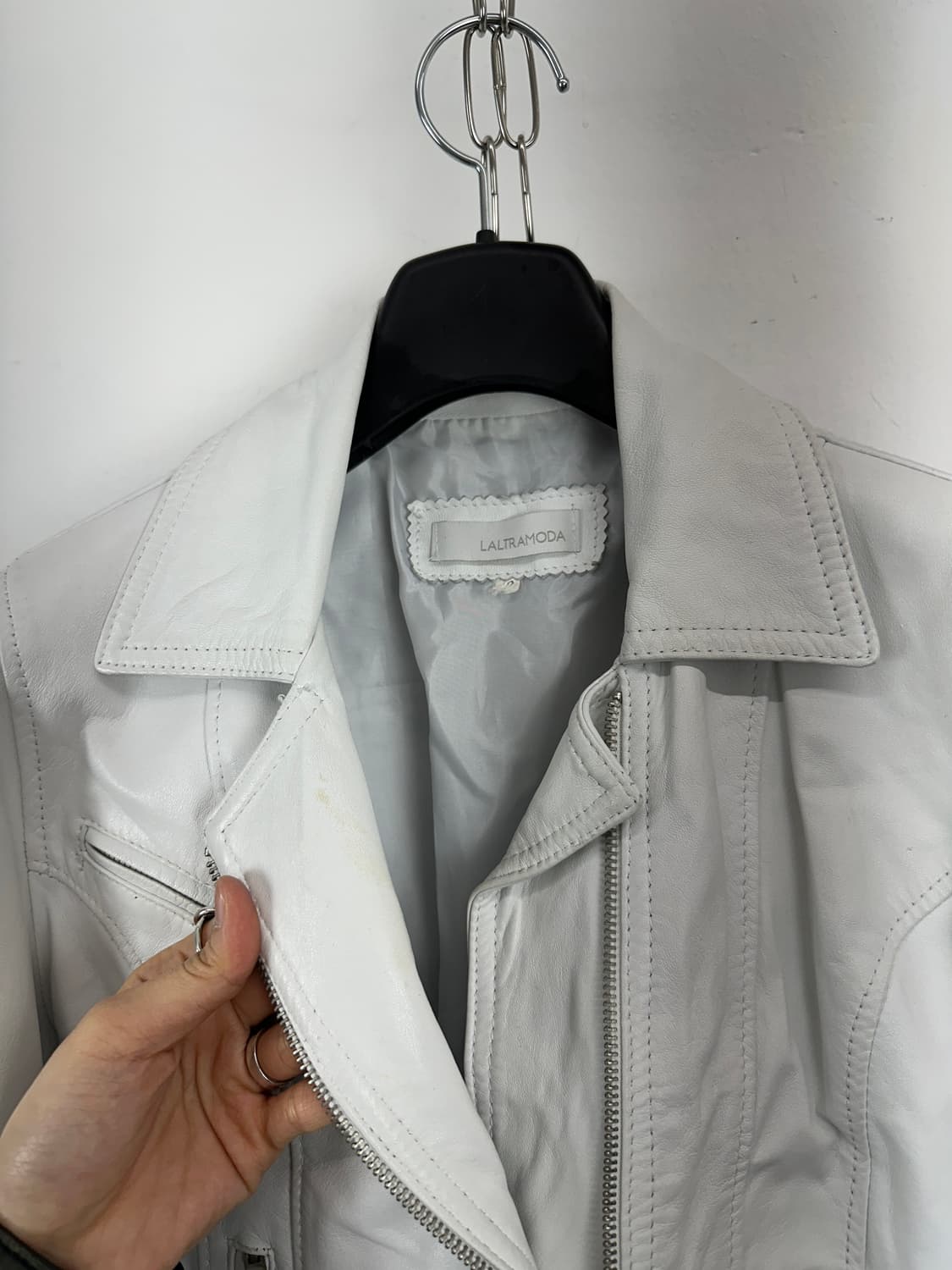 Asymmetric Lambskin Leather Jacket 상품이미지6