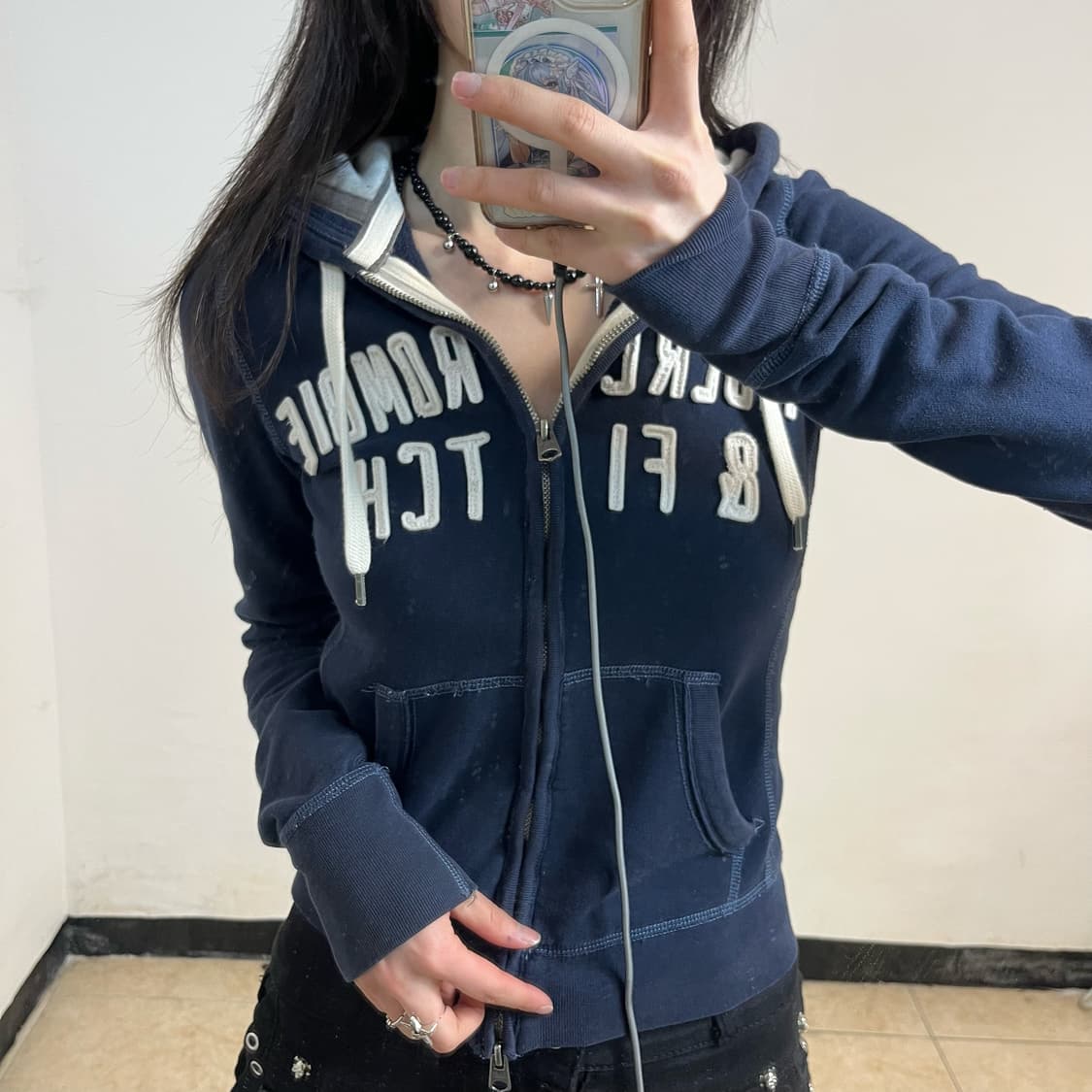 Abercrombie navy two-way hoodie zip-up 상품이미지3