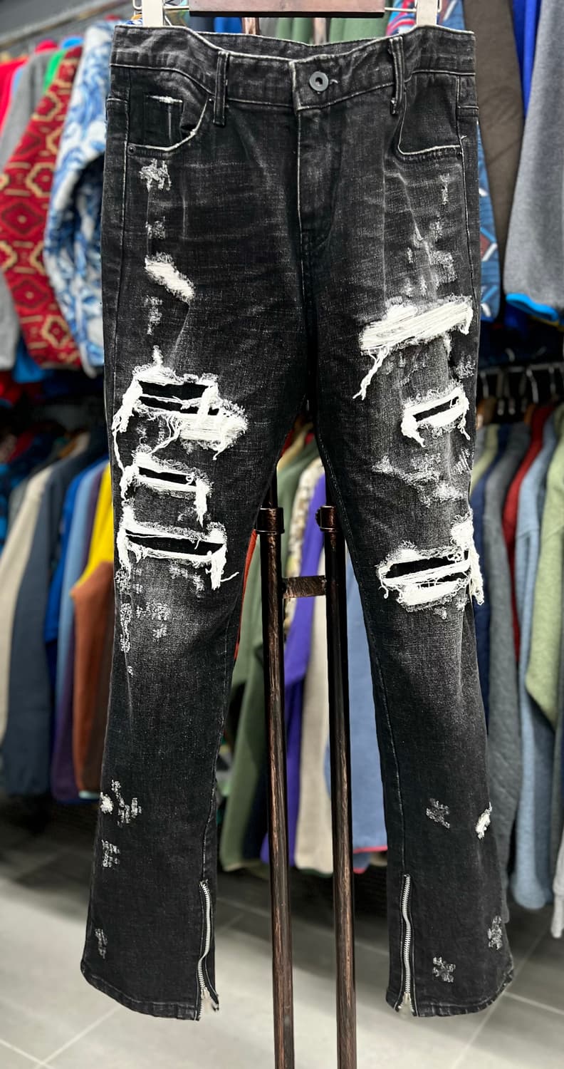 옆지퍼 블랙진 상품이미지4