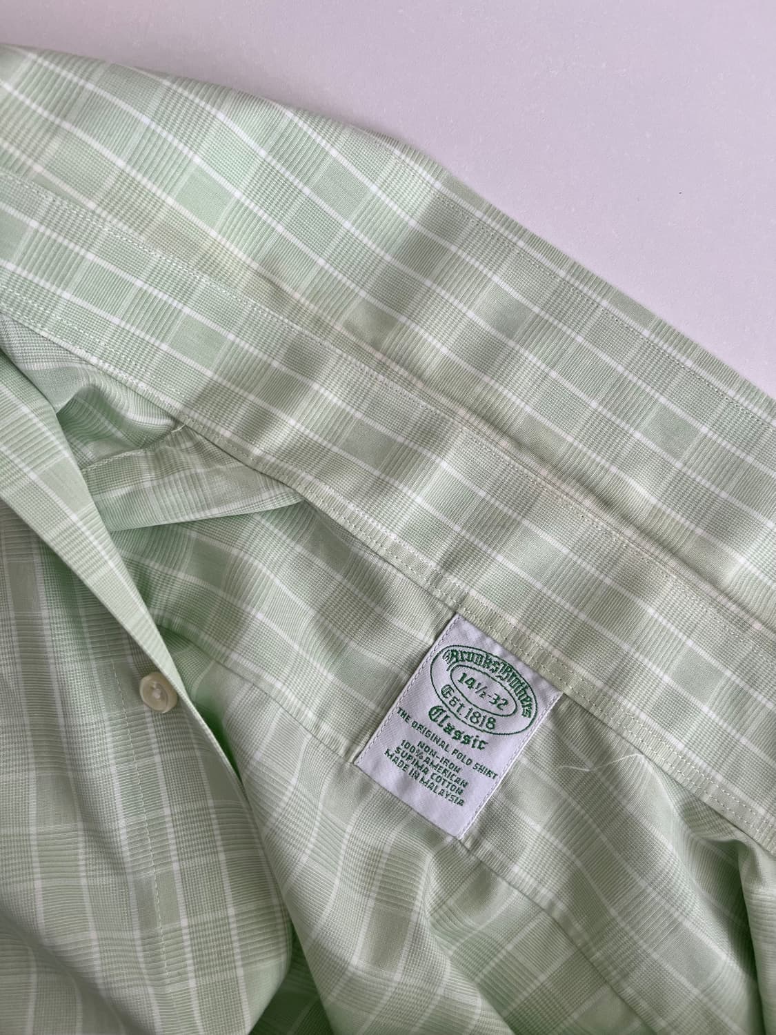 S) 브룩스 브라더스 체크 셔츠 라이트 그린 상품이미지5