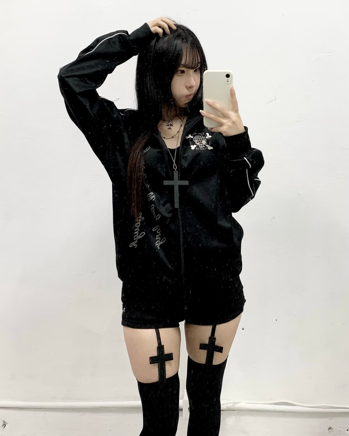 [TENDER ROSE] 펑크 스컬 레터링 집업 져지 상품이미지2