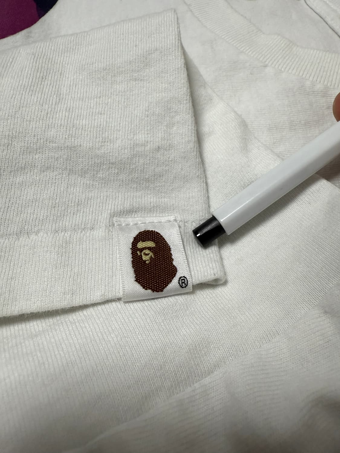 베이프 빅 에이프 헤드 티셔츠 화이트 퍼플 XL 상품이미지3