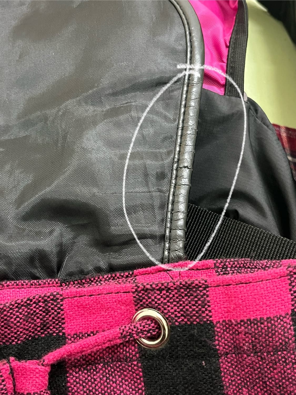 핫핑크 체크 모리걸 백팩 💕 상품이미지3