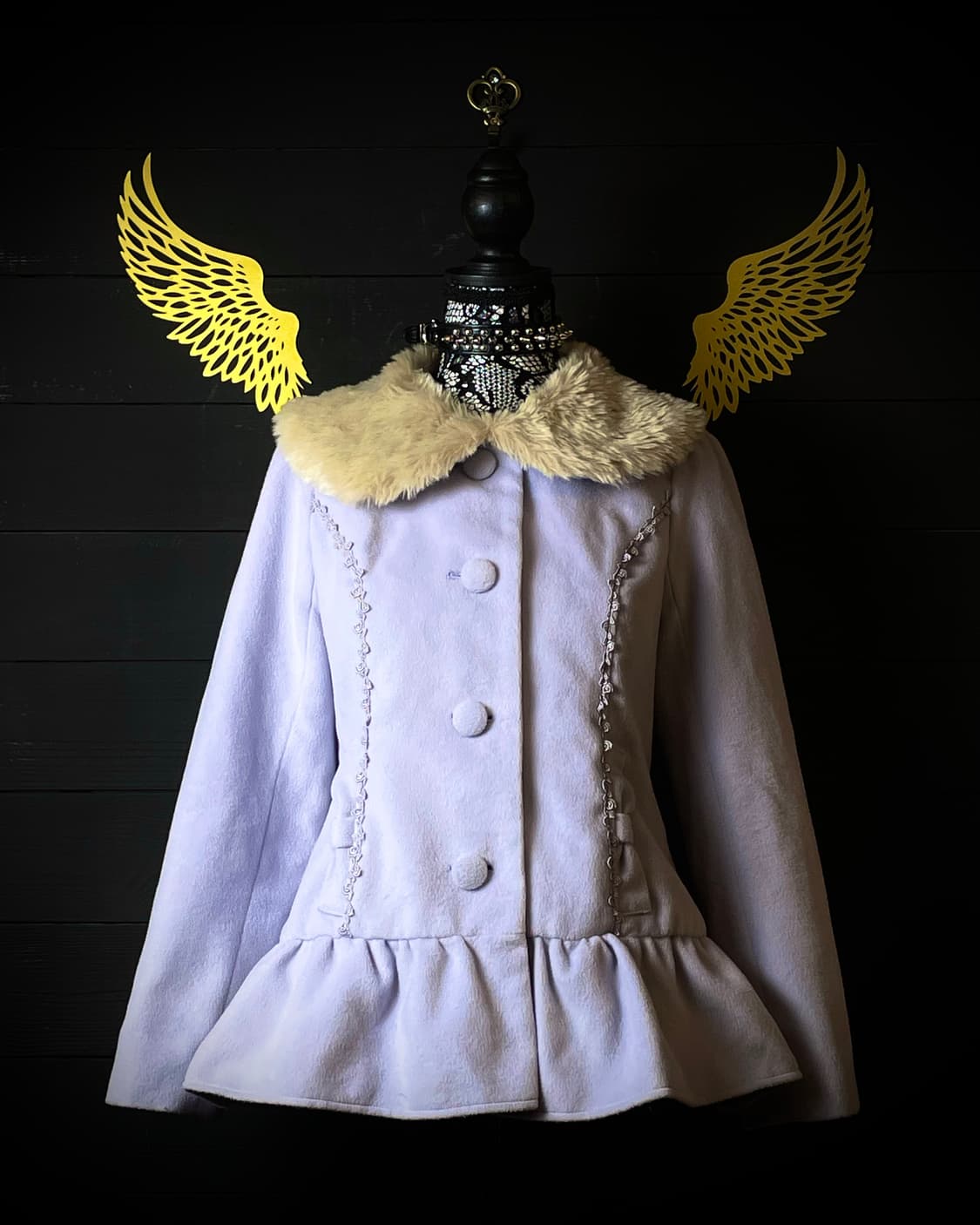 AXES FEMME 엑시즈팜 아이시블루 리본 레이스 퍼 코트 상품이미지1